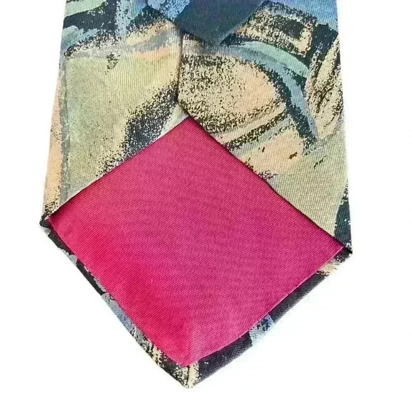 Hardy Amies Blue Green Abstract 100% Silk Tie Necktie 3.75” Wide - Picture 4 of 5